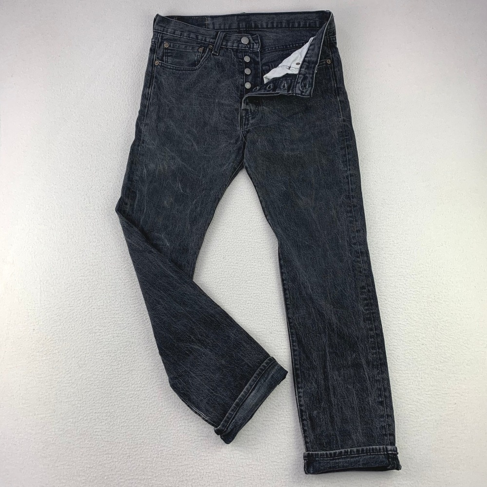 Levi's Jeans 501 Mens 31x32 Black Denim Original Straight Button Fly Retro Work